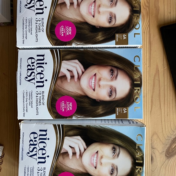 3 CLAIROL Nice'n Easy #6A LIGHT ASH BROWN Permanent Hair Color Hair Dye NEW - Picture 1 of 4
